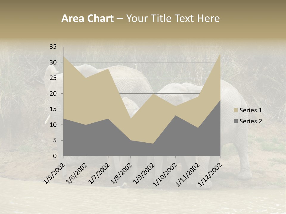 A Herd Of Elephants Standing Next To A Body Of Water PowerPoint Template