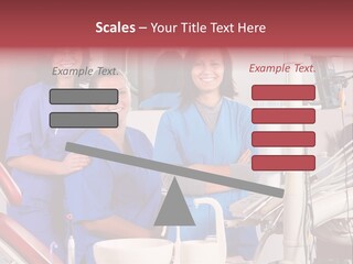 A Group Of Women In Scrubs Standing Next To Each Other PowerPoint Template