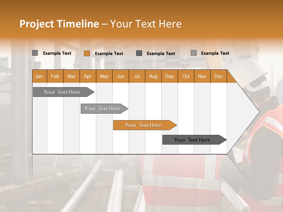 Two Men In Safety Vests Standing In Front Of A Construction Site PowerPoint Template