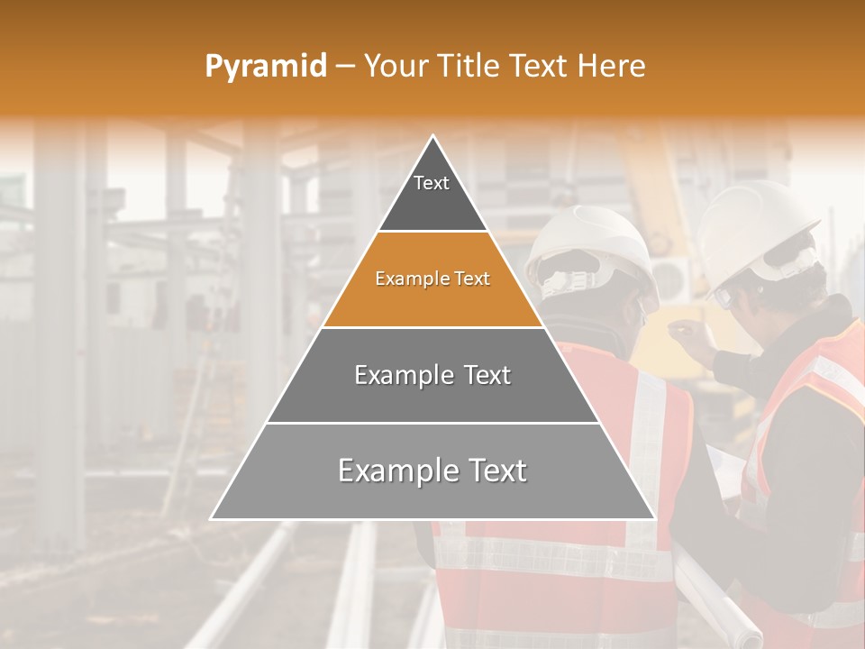 Two Men In Safety Vests Standing In Front Of A Construction Site PowerPoint Template