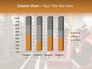 Two Men In Safety Vests Standing In Front Of A Construction Site PowerPoint Template