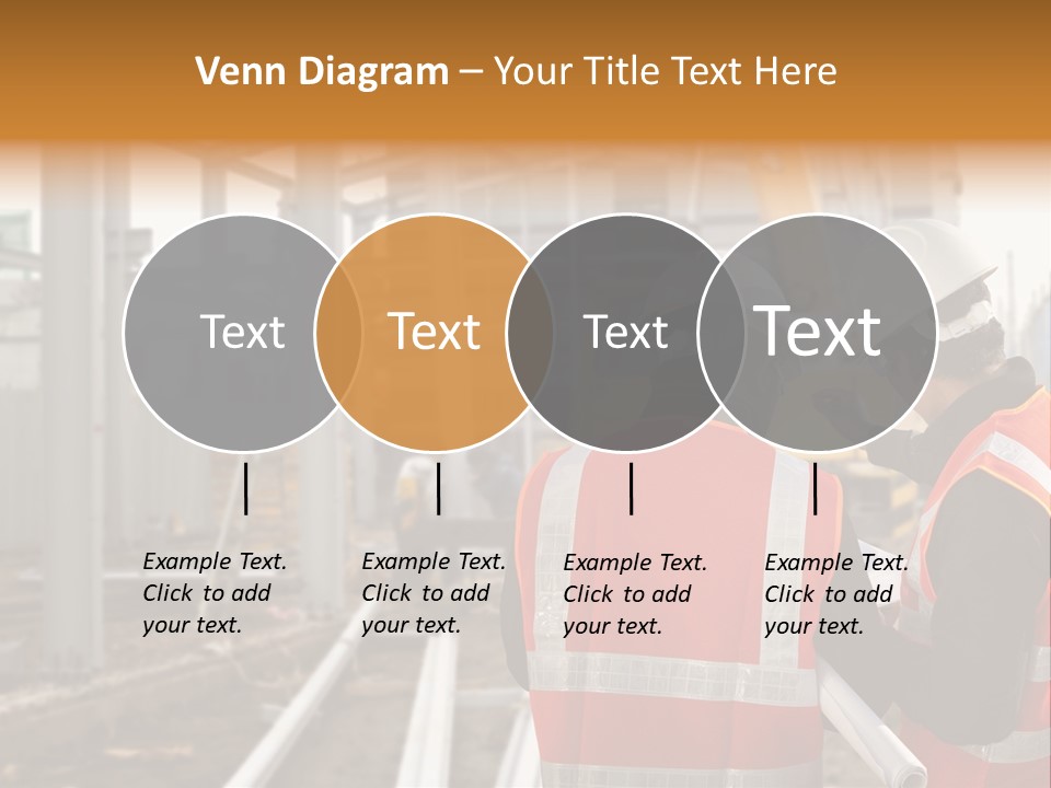 Two Men In Safety Vests Standing In Front Of A Construction Site PowerPoint Template