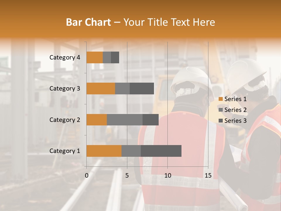 Two Men In Safety Vests Standing In Front Of A Construction Site PowerPoint Template