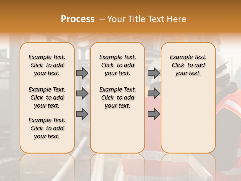 Two Men In Safety Vests Standing In Front Of A Construction Site PowerPoint Template