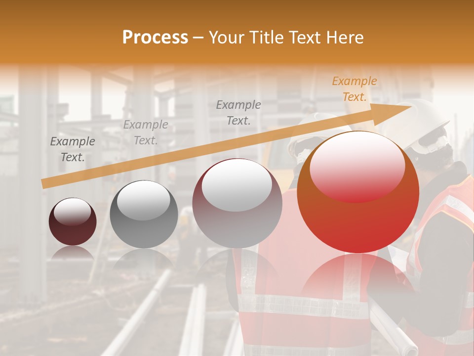 Two Men In Safety Vests Standing In Front Of A Construction Site PowerPoint Template