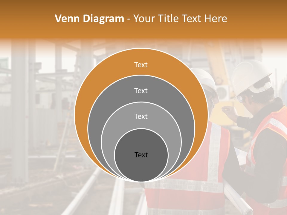 Two Men In Safety Vests Standing In Front Of A Construction Site PowerPoint Template