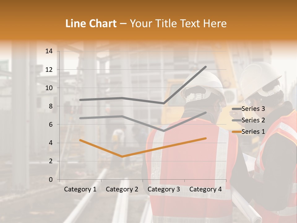 Two Men In Safety Vests Standing In Front Of A Construction Site PowerPoint Template