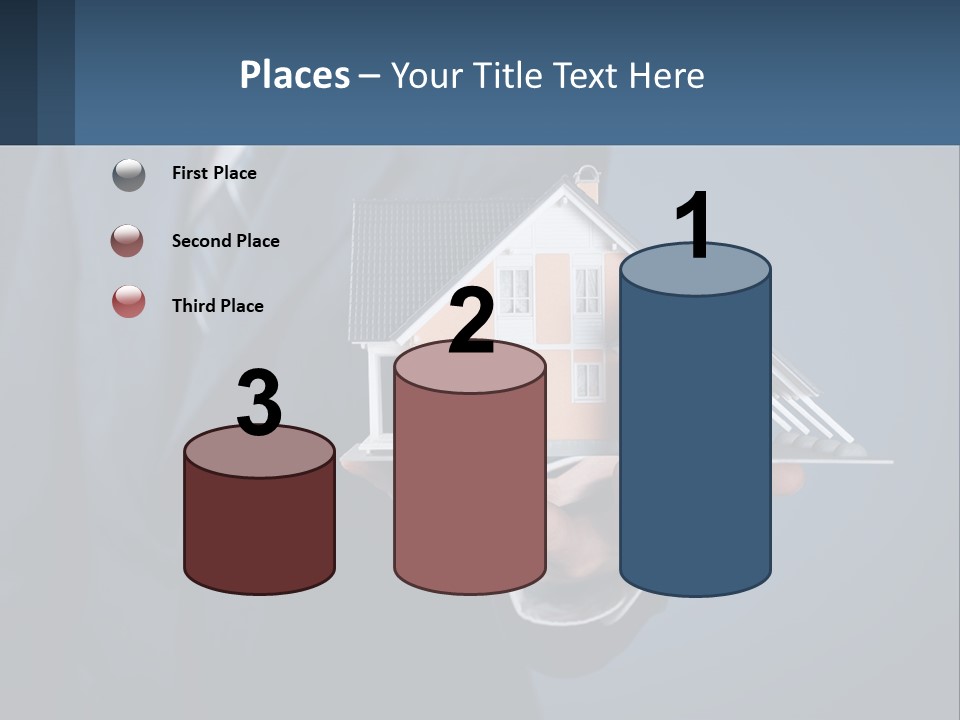 A Man In A Suit Holding A Model Of A House PowerPoint Template