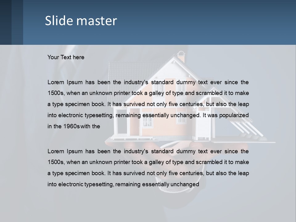 A Man In A Suit Holding A Model Of A House PowerPoint Template