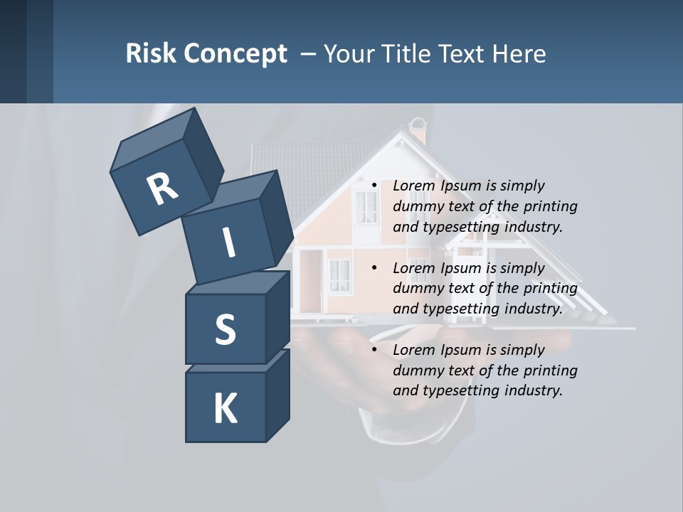 A Man In A Suit Holding A Model Of A House PowerPoint Template