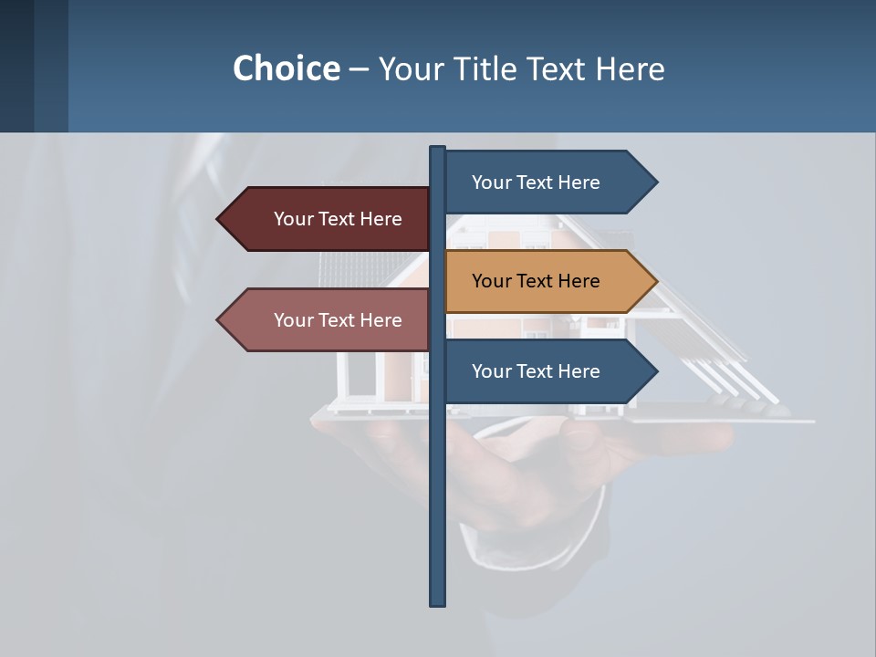 A Man In A Suit Holding A Model Of A House PowerPoint Template