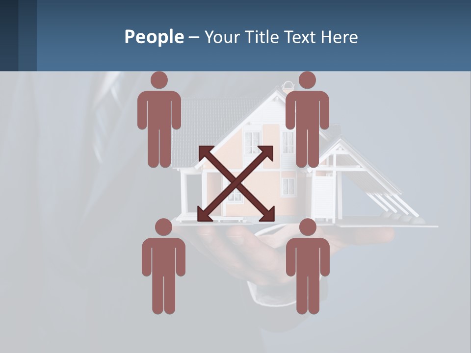 A Man In A Suit Holding A Model Of A House PowerPoint Template