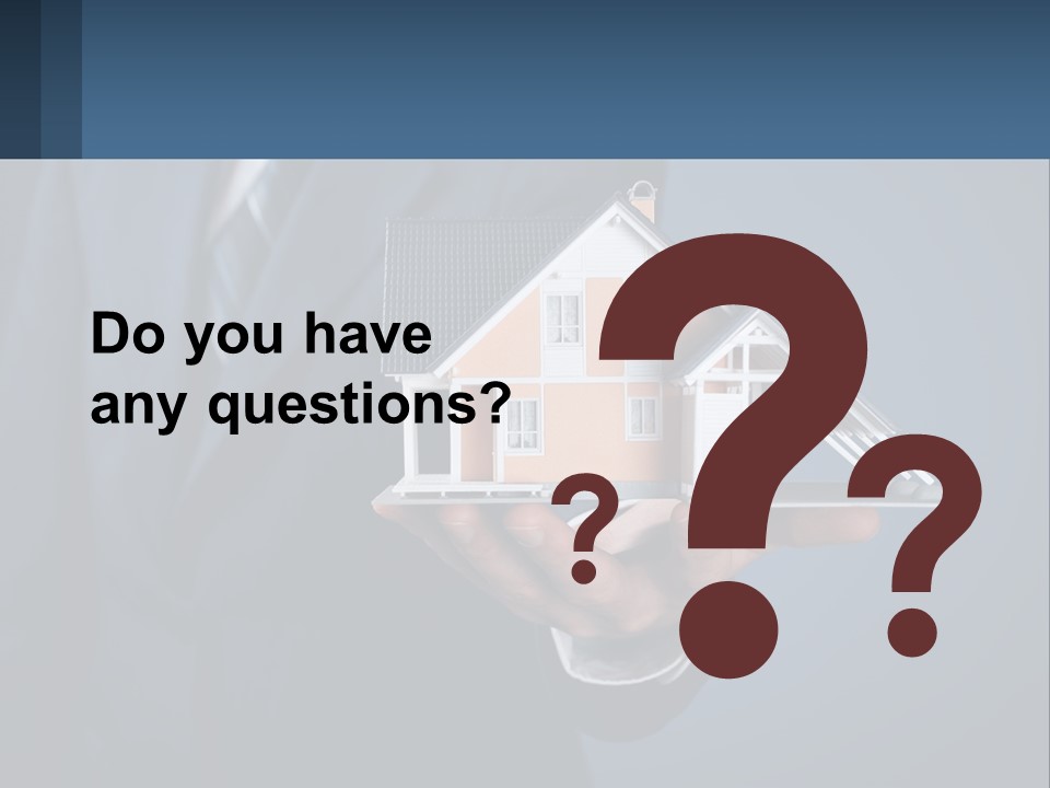 A Man In A Suit Holding A Model Of A House PowerPoint Template