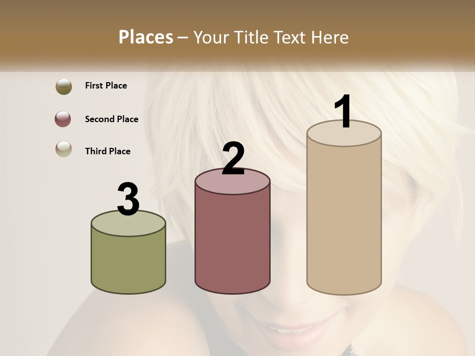 A Woman With Blonde Hair Is Posing For A Picture PowerPoint Template