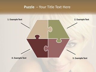 A Woman With Blonde Hair Is Posing For A Picture PowerPoint Template