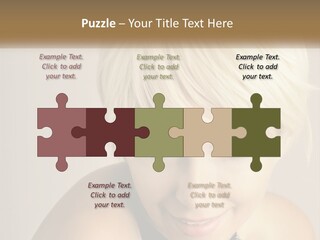 A Woman With Blonde Hair Is Posing For A Picture PowerPoint Template