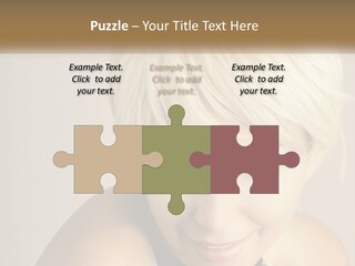A Woman With Blonde Hair Is Posing For A Picture PowerPoint Template