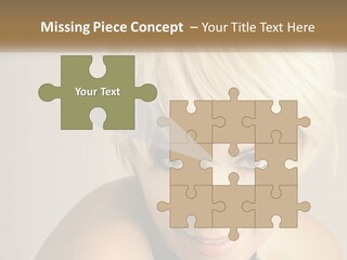 A Woman With Blonde Hair Is Posing For A Picture PowerPoint Template