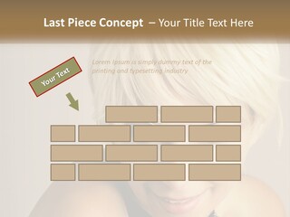 A Woman With Blonde Hair Is Posing For A Picture PowerPoint Template