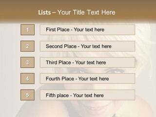 A Woman With Blonde Hair Is Posing For A Picture PowerPoint Template