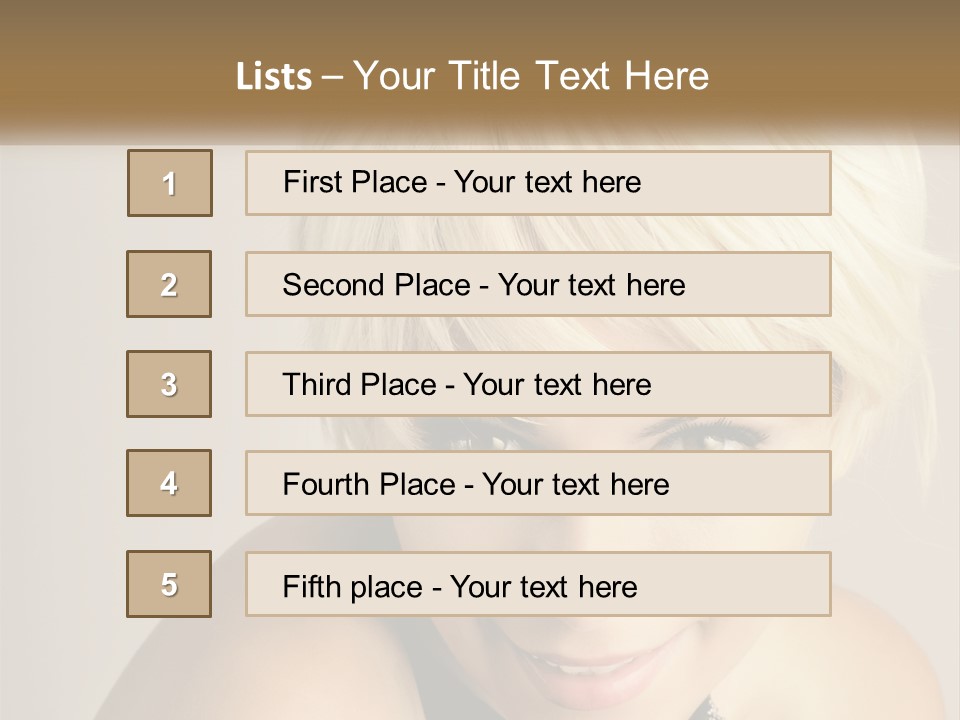 A Woman With Blonde Hair Is Posing For A Picture PowerPoint Template