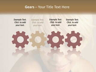 A Woman With Blonde Hair Is Posing For A Picture PowerPoint Template
