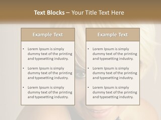 A Woman With Blonde Hair Is Posing For A Picture PowerPoint Template