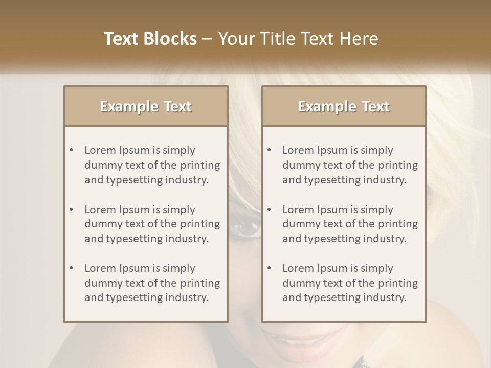 A Woman With Blonde Hair Is Posing For A Picture PowerPoint Template