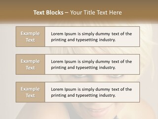 A Woman With Blonde Hair Is Posing For A Picture PowerPoint Template