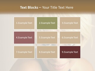 A Woman With Blonde Hair Is Posing For A Picture PowerPoint Template