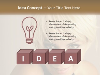 A Woman With Blonde Hair Is Posing For A Picture PowerPoint Template