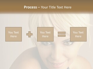 A Woman With Blonde Hair Is Posing For A Picture PowerPoint Template