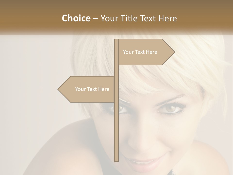 A Woman With Blonde Hair Is Posing For A Picture PowerPoint Template