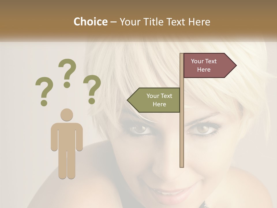 A Woman With Blonde Hair Is Posing For A Picture PowerPoint Template