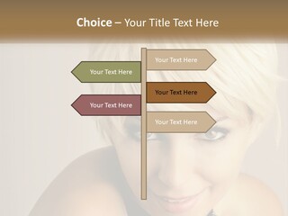A Woman With Blonde Hair Is Posing For A Picture PowerPoint Template