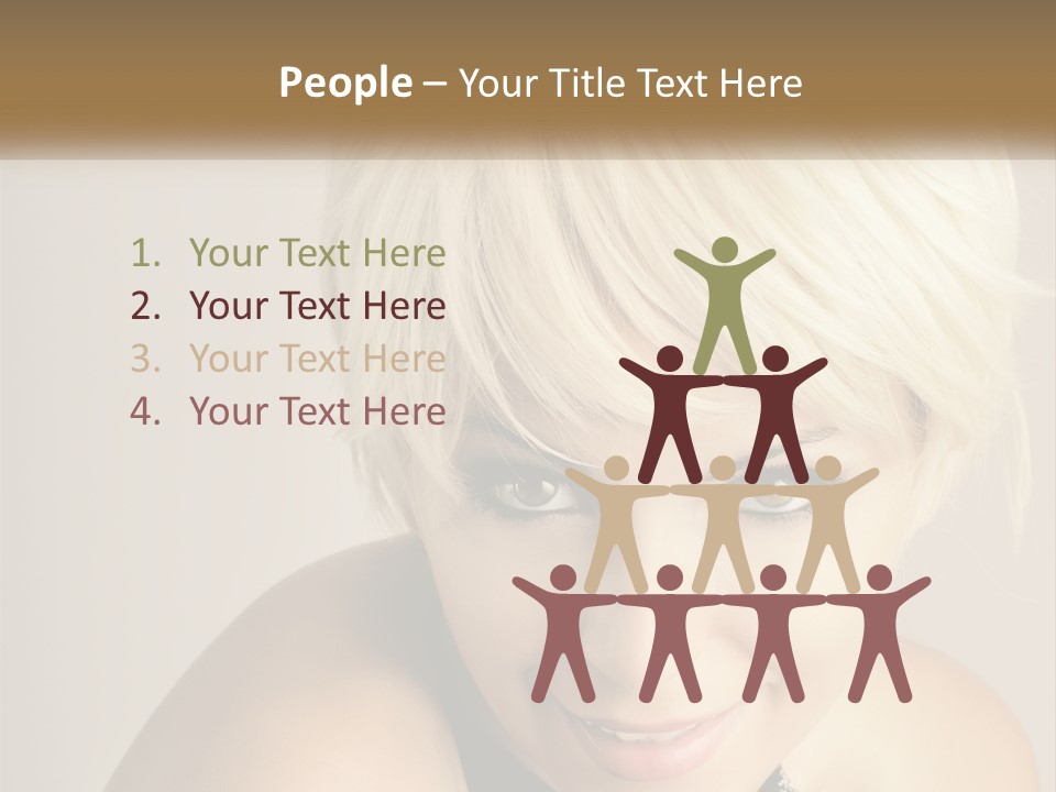 A Woman With Blonde Hair Is Posing For A Picture PowerPoint Template