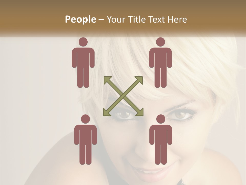 A Woman With Blonde Hair Is Posing For A Picture PowerPoint Template