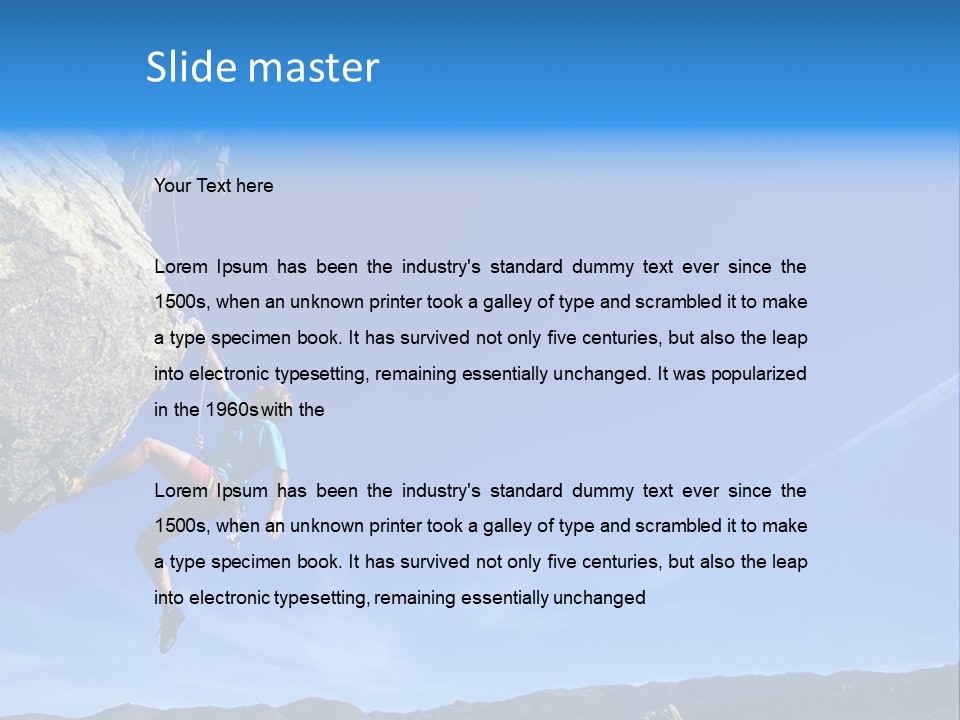 A Man Climbing Up The Side Of A Mountain PowerPoint Template
