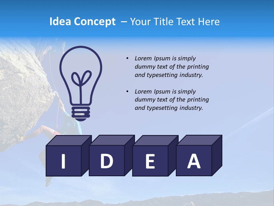 A Man Climbing Up The Side Of A Mountain PowerPoint Template