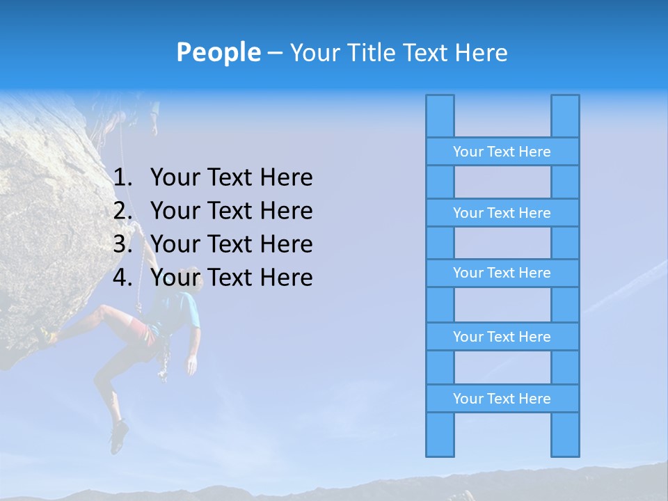A Man Climbing Up The Side Of A Mountain PowerPoint Template