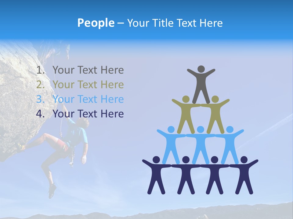 A Man Climbing Up The Side Of A Mountain PowerPoint Template