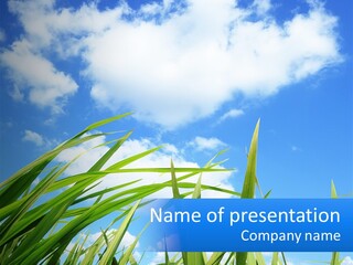 A Powerpoint Presentation With A Blue Sky In The Background PowerPoint Template