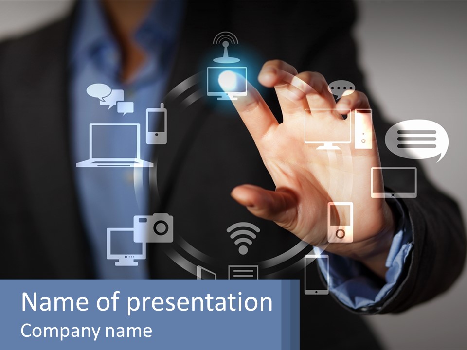 A Person Pressing A Button On A Touch Screen PowerPoint Template