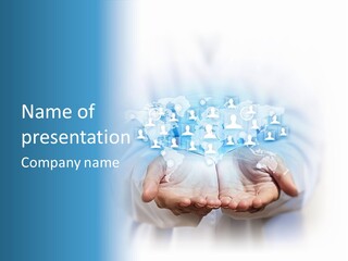 A Person Holding Out Their Hands With Numbers On It PowerPoint Template