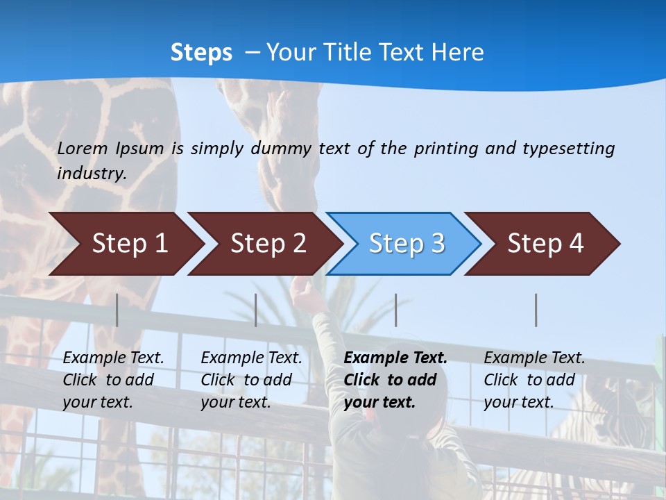 A Giraffe And A Zebra In A Fenced In Area PowerPoint Template