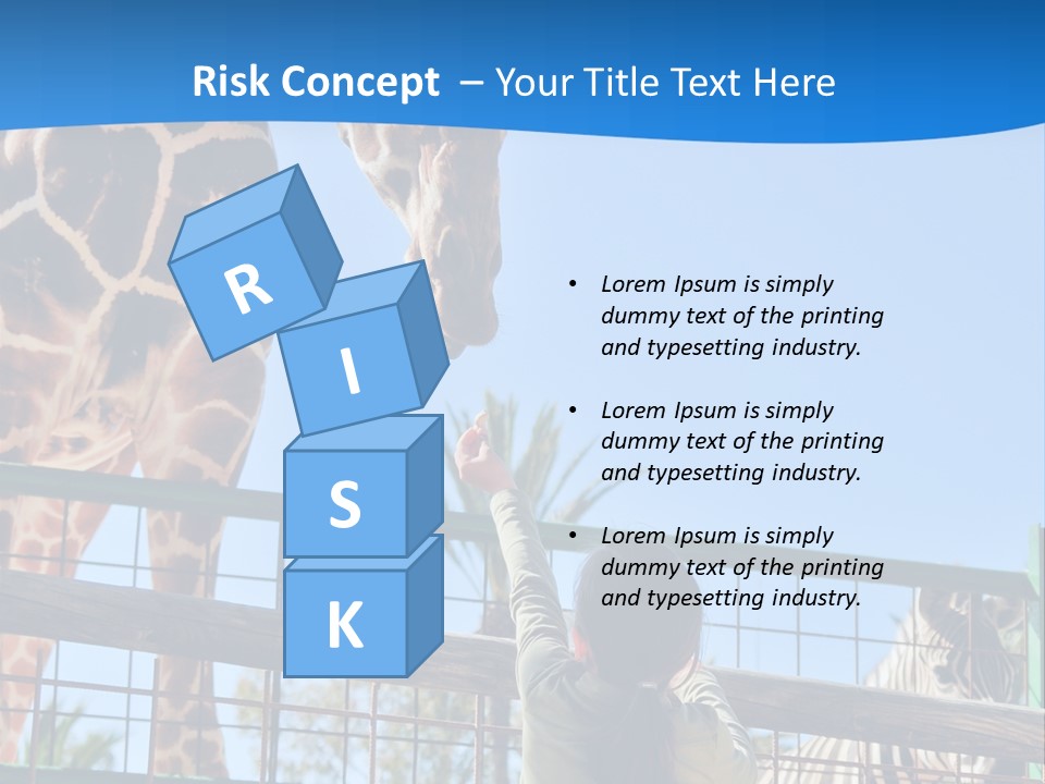 A Giraffe And A Zebra In A Fenced In Area PowerPoint Template
