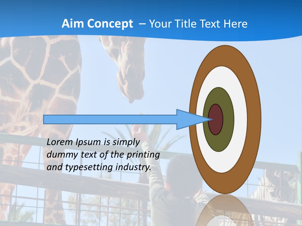 A Giraffe And A Zebra In A Fenced In Area PowerPoint Template