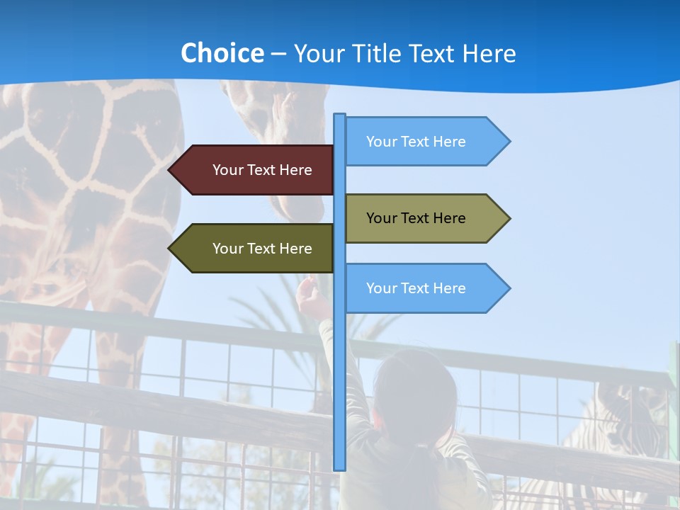 A Giraffe And A Zebra In A Fenced In Area PowerPoint Template