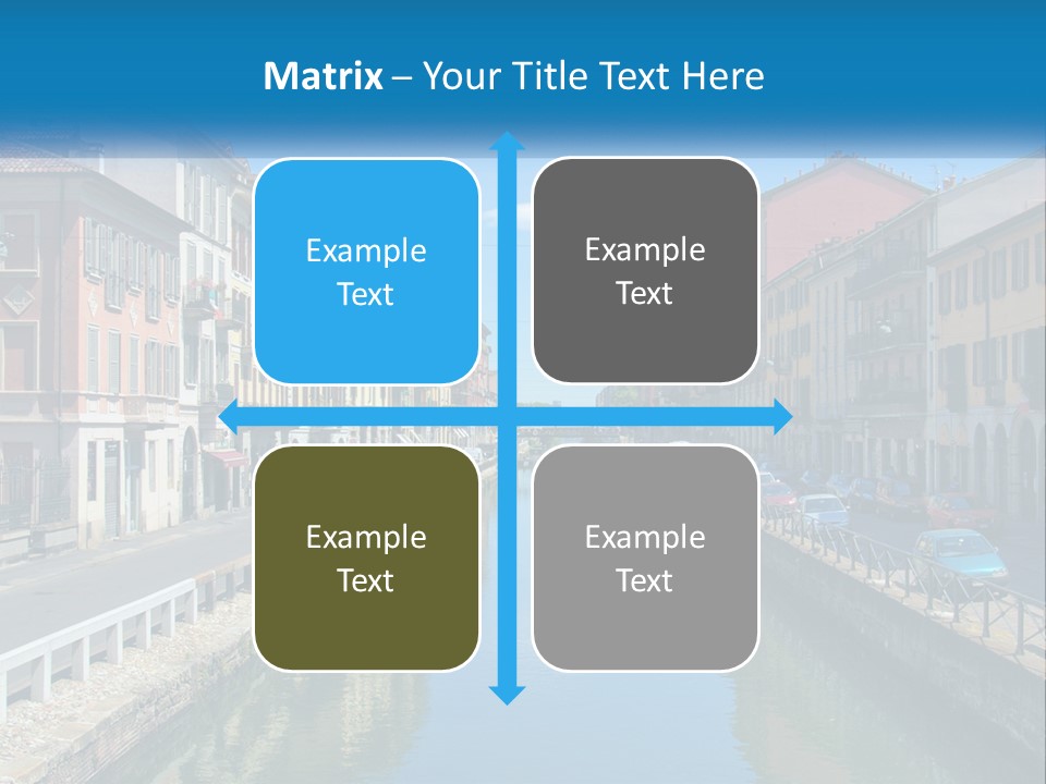 A River Running Through A City Next To Tall Buildings PowerPoint Template