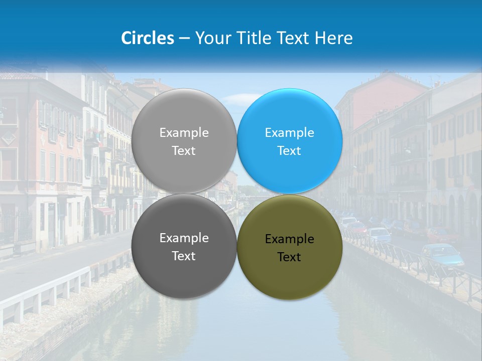 A River Running Through A City Next To Tall Buildings PowerPoint Template